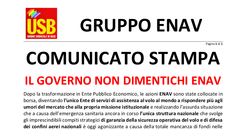 2020 05 20 - Comunicato Stampa Gruppo ENAV
