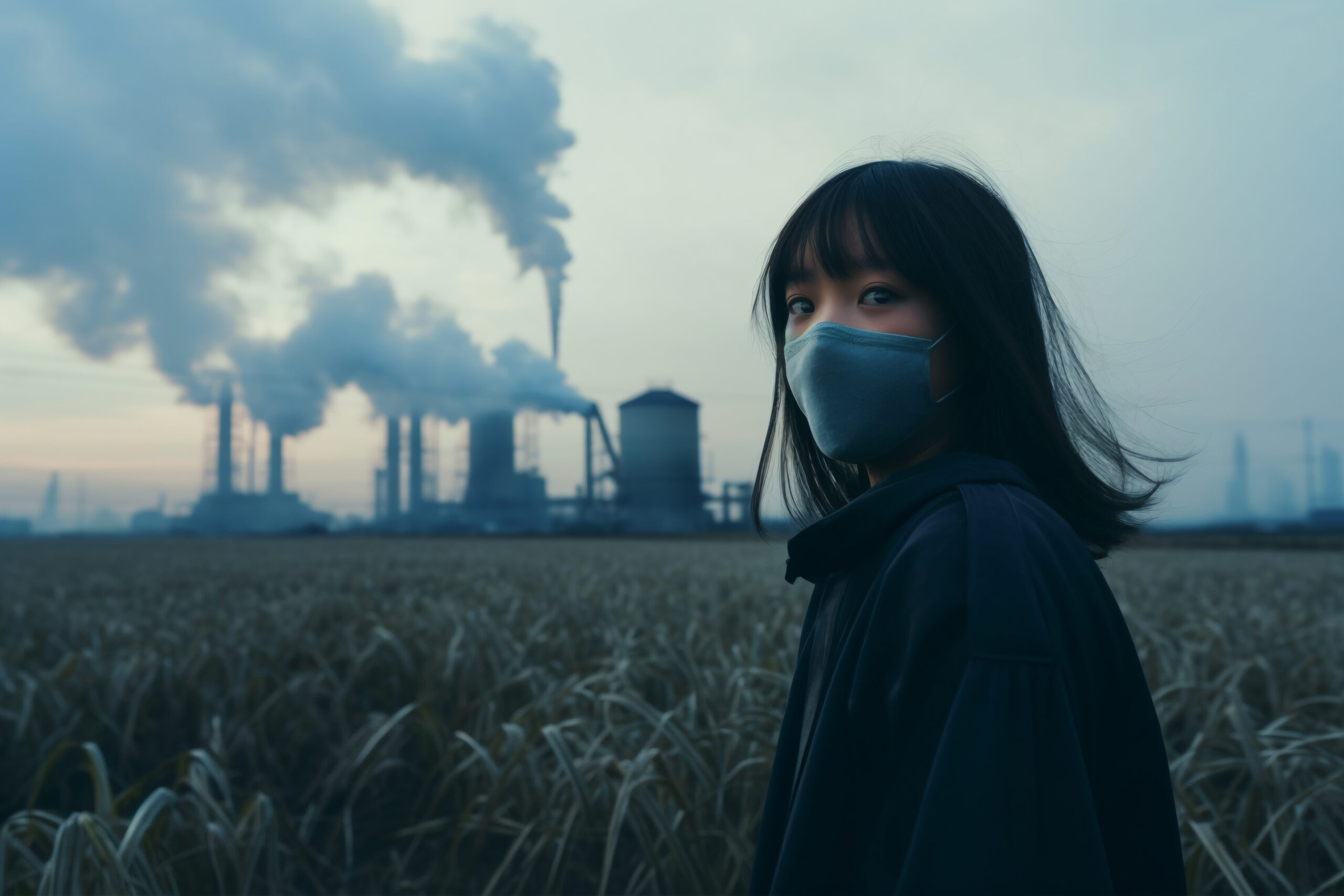 woman-wearing-face-mask-against-co2-pollution